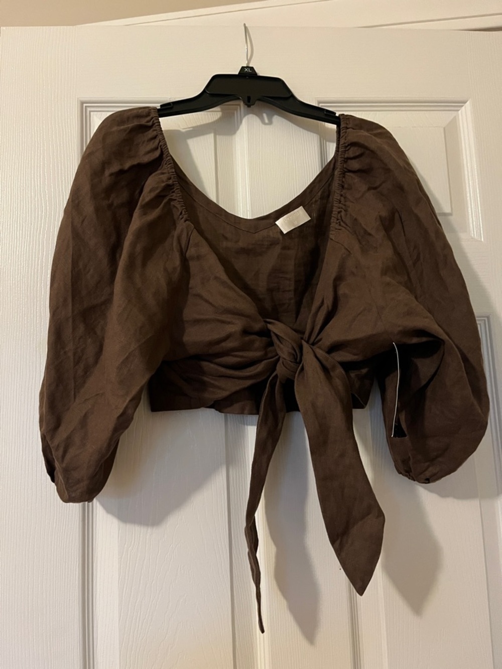 Posse Chocolate Brown Tie-Front Crop Top